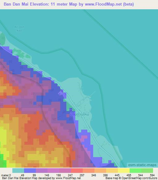 Ban Dan Mai,Thailand Elevation Map