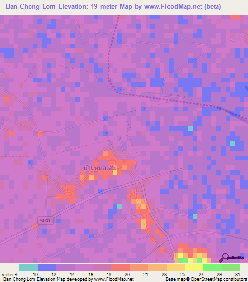 Ban Chong Lom,Thailand Elevation Map