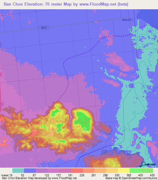 Ban Chon,Thailand Elevation Map