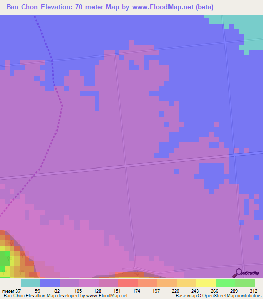 Ban Chon,Thailand Elevation Map