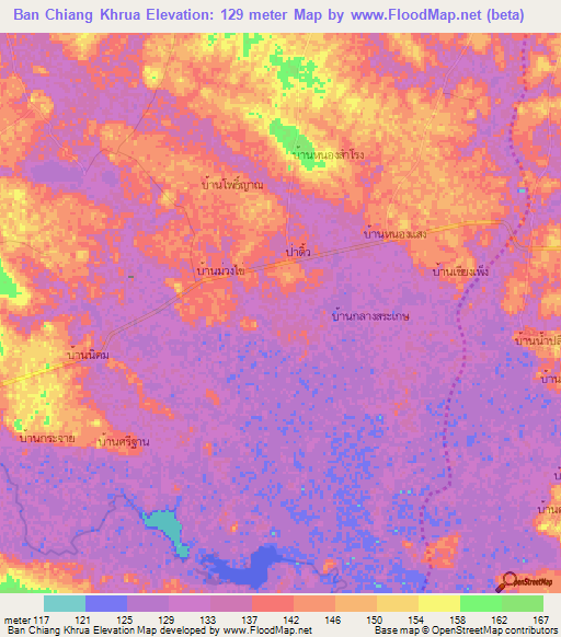 Ban Chiang Khrua,Thailand Elevation Map