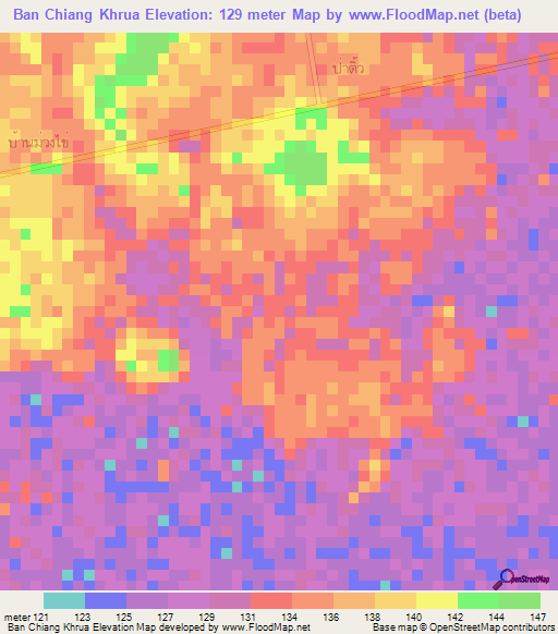 Ban Chiang Khrua,Thailand Elevation Map