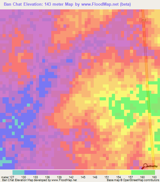 Ban Chat,Thailand Elevation Map