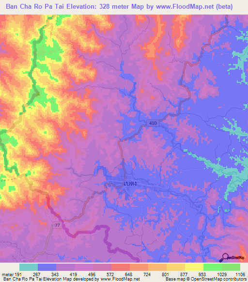 Ban Cha Ro Pa Tai,Thailand Elevation Map
