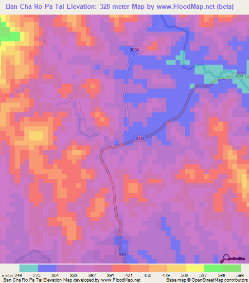 Ban Cha Ro Pa Tai,Thailand Elevation Map