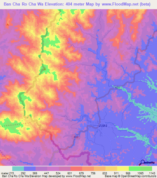 Ban Cha Ro Cha Wa,Thailand Elevation Map