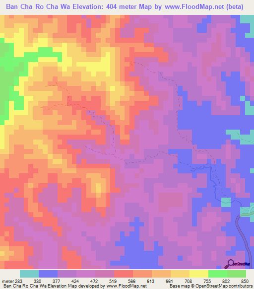 Ban Cha Ro Cha Wa,Thailand Elevation Map