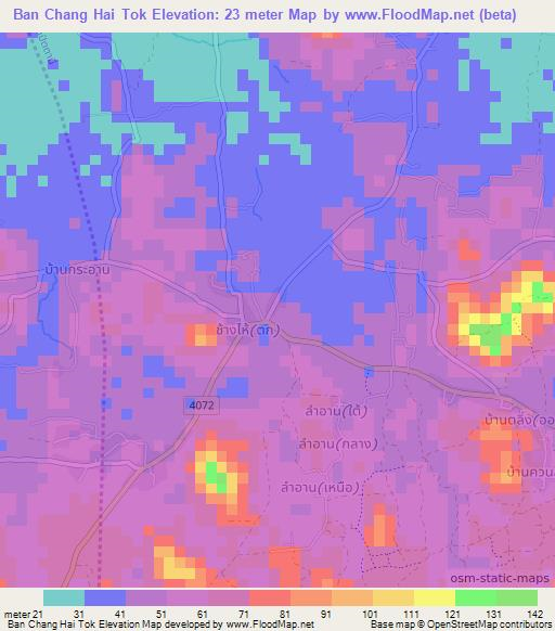 Ban Chang Hai Tok,Thailand Elevation Map