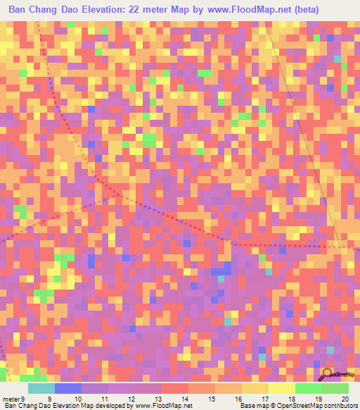 Ban Chang Dao,Thailand Elevation Map