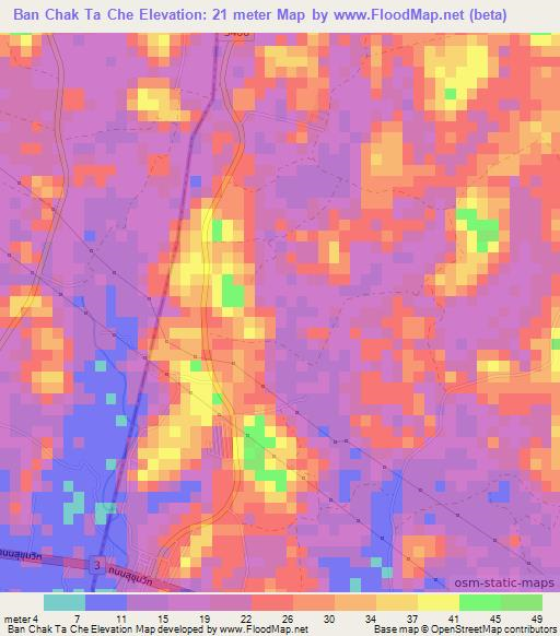 Ban Chak Ta Che,Thailand Elevation Map