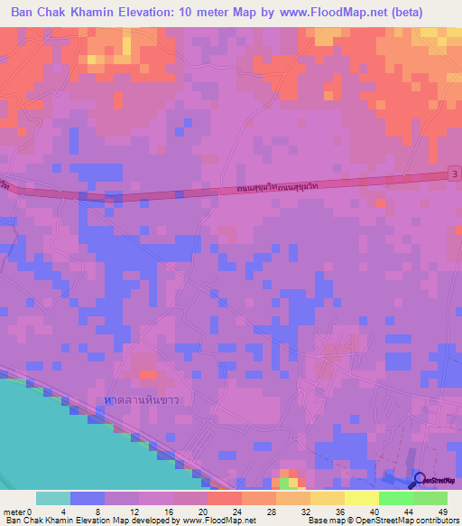 Ban Chak Khamin,Thailand Elevation Map