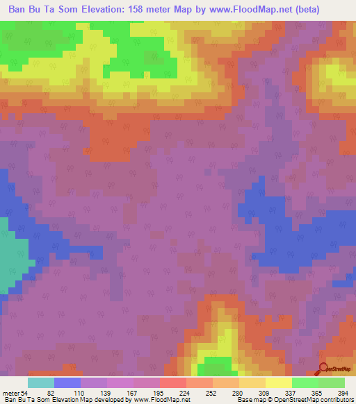 Ban Bu Ta Som,Thailand Elevation Map