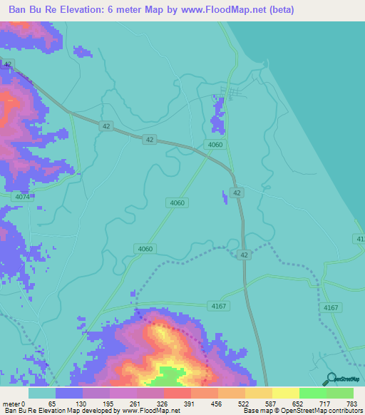 Ban Bu Re,Thailand Elevation Map