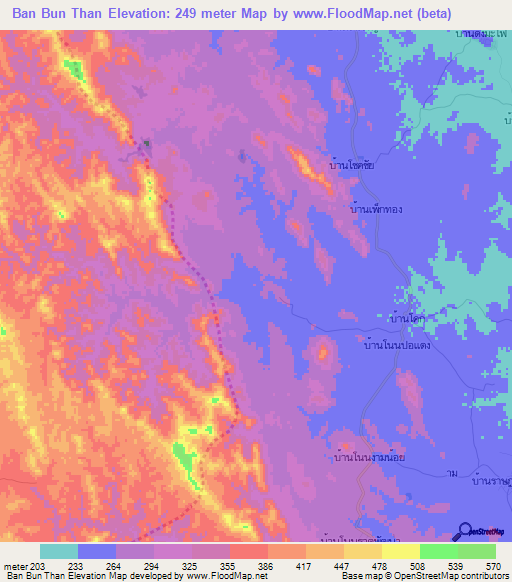 Ban Bun Than,Thailand Elevation Map