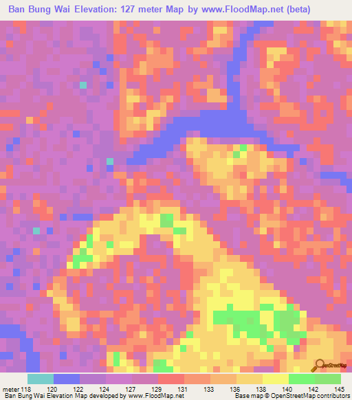 Ban Bung Wai,Thailand Elevation Map