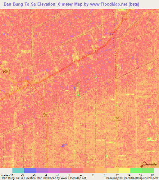 Ban Bung Ta Sa,Thailand Elevation Map