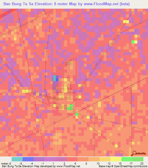 Ban Bung Ta Sa,Thailand Elevation Map