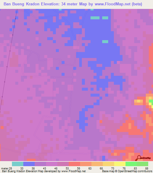 Ban Bueng Kradon,Thailand Elevation Map