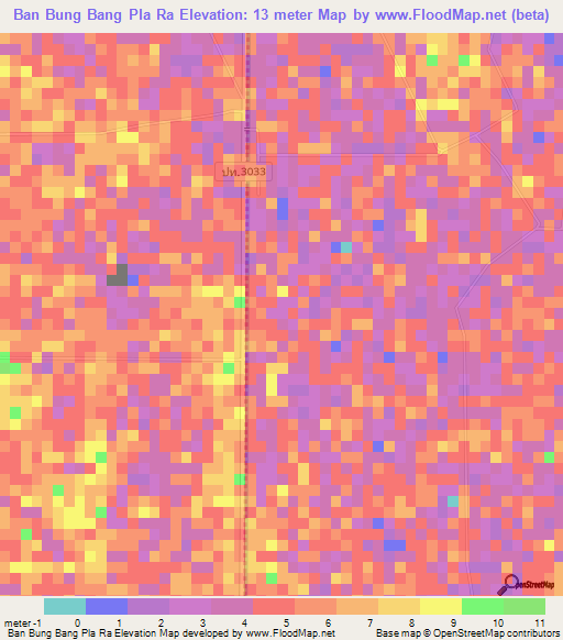 Ban Bung Bang Pla Ra,Thailand Elevation Map