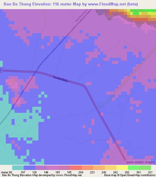 Ban Bo Thong,Thailand Elevation Map