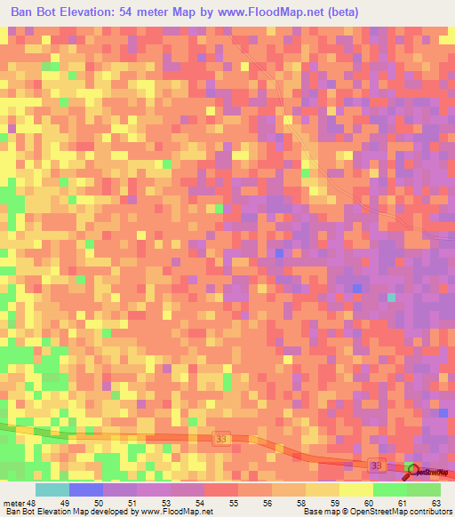 Ban Bot,Thailand Elevation Map