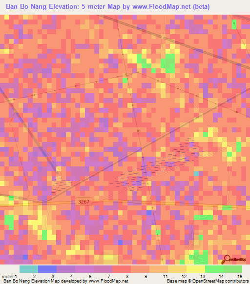 Ban Bo Nang,Thailand Elevation Map