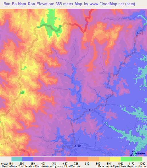 Ban Bo Nam Ron,Thailand Elevation Map