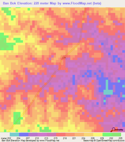 Ban Bok,Thailand Elevation Map