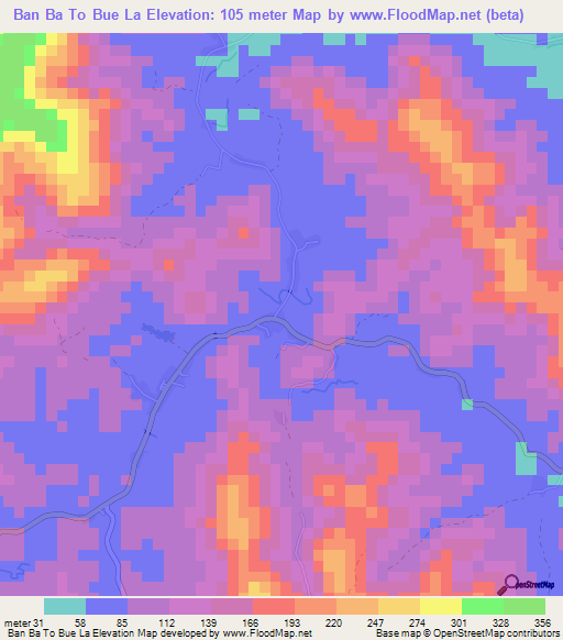 Ban Ba To Bue La,Thailand Elevation Map