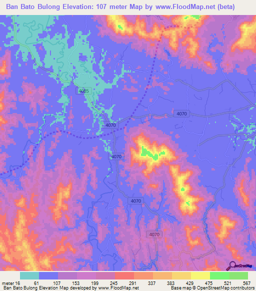 Ban Bato Bulong,Thailand Elevation Map