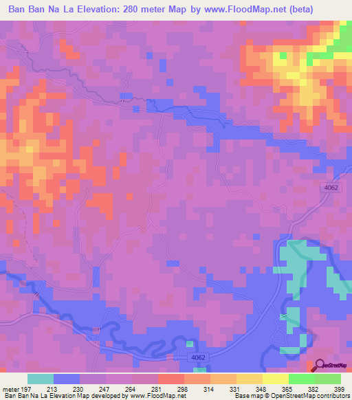 Ban Ban Na La,Thailand Elevation Map