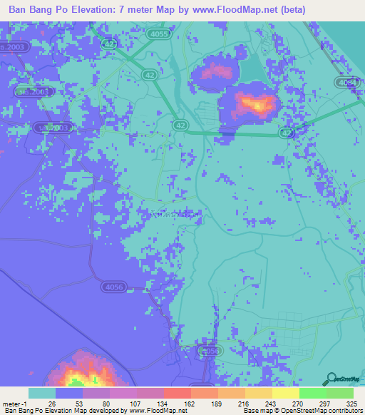 Ban Bang Po,Thailand Elevation Map