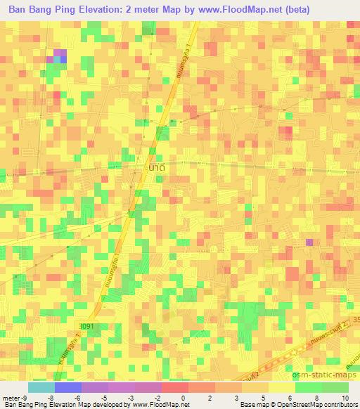 Ban Bang Ping,Thailand Elevation Map