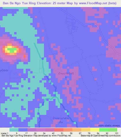 Ban Ba Ngo Yue Ring,Thailand Elevation Map