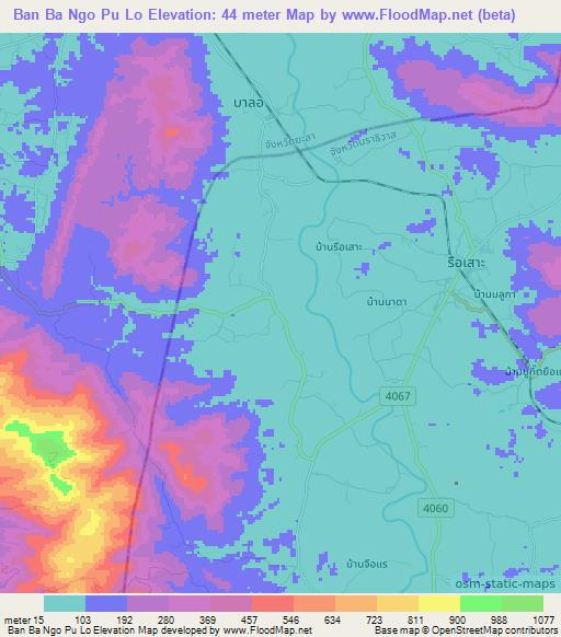 Ban Ba Ngo Pu Lo,Thailand Elevation Map