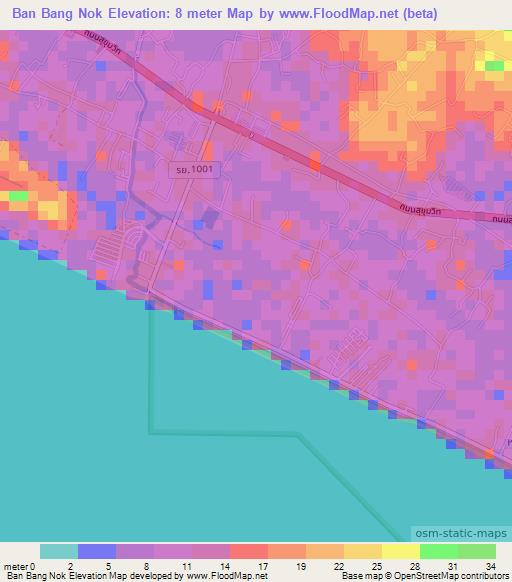 Ban Bang Nok,Thailand Elevation Map