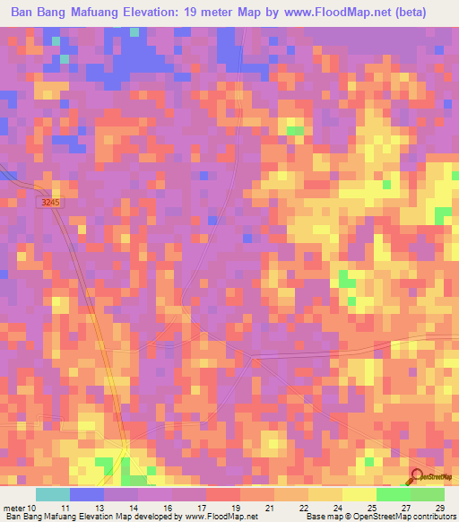 Ban Bang Mafuang,Thailand Elevation Map