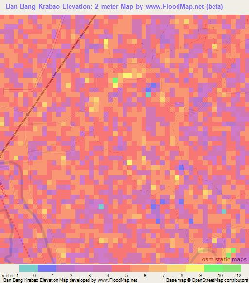 Ban Bang Krabao,Thailand Elevation Map