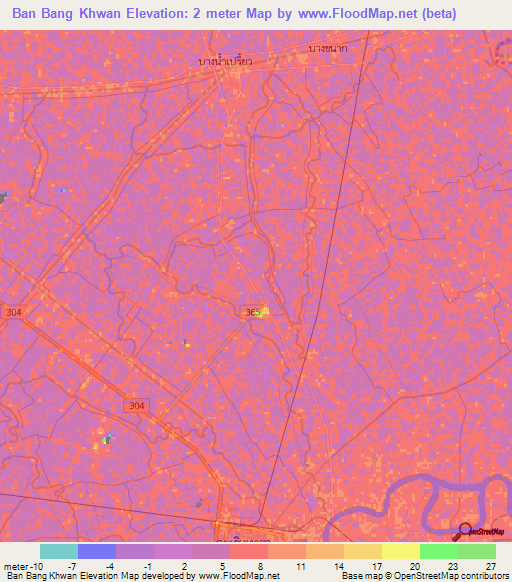 Ban Bang Khwan,Thailand Elevation Map