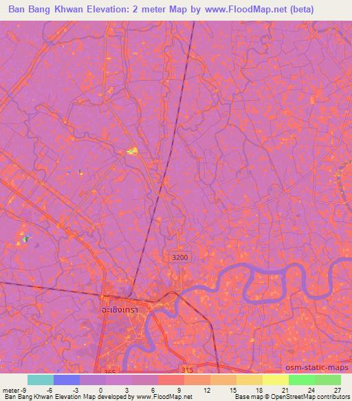 Ban Bang Khwan,Thailand Elevation Map