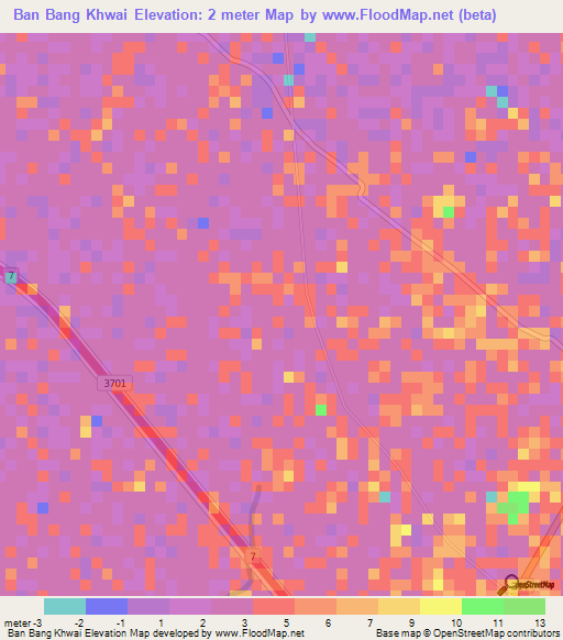 Ban Bang Khwai,Thailand Elevation Map
