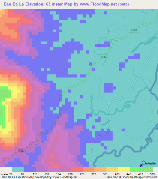 Ban Ba La,Thailand Elevation Map