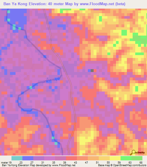 Ban Ya Kong,Thailand Elevation Map