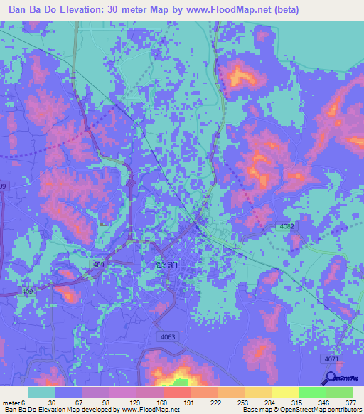 Ban Ba Do,Thailand Elevation Map