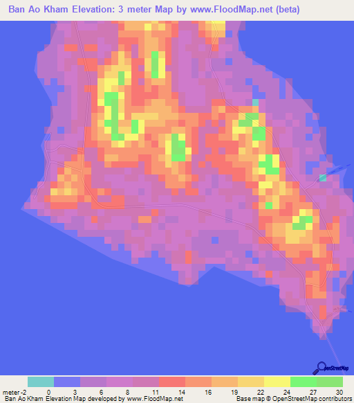 Ban Ao Kham,Thailand Elevation Map