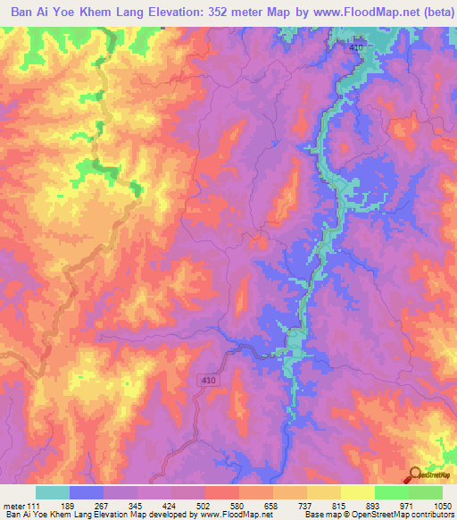 Ban Ai Yoe Khem Lang,Thailand Elevation Map