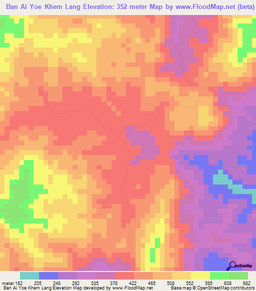 Ban Ai Yoe Khem Lang,Thailand Elevation Map