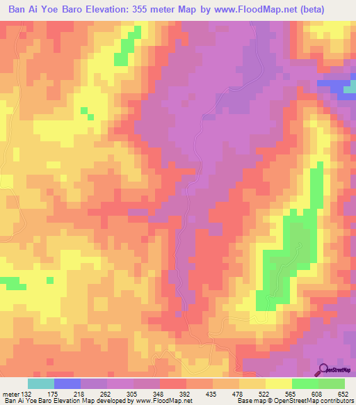 Ban Ai Yoe Baro,Thailand Elevation Map