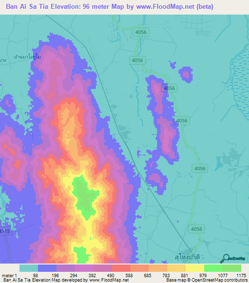 Ban Ai Sa Tia,Thailand Elevation Map
