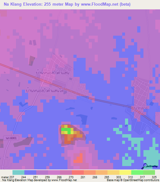 Na Klang,Thailand Elevation Map